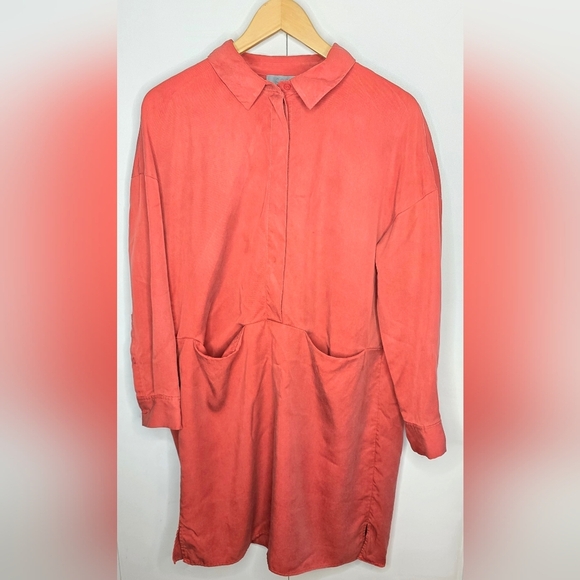 COS Lyocel Burnt Orange, Mid Legnth Dress With Large Front Pickets. SM. P - Picture 5 of 12
